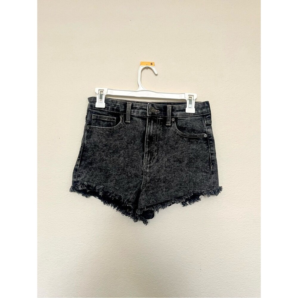 Kendall + Kylie The Drifter High Rise Cutoff Black Denim Shorts Size 7 (28”) - Picture 2 of 7